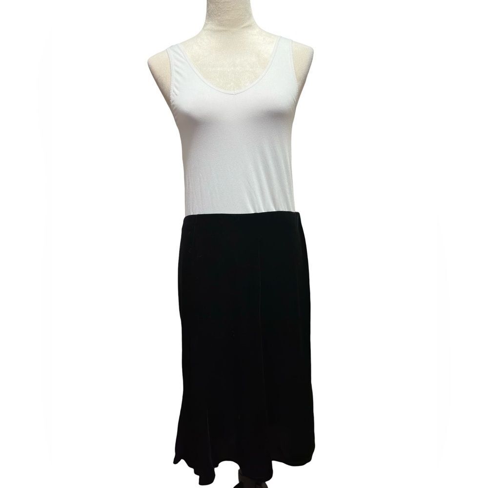 Elastic-Waist Black Velvet A-Line Skirt size L